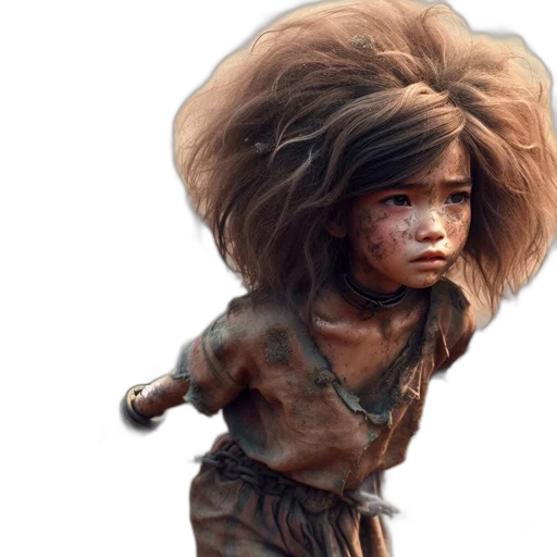 hair, face, creature, weapon transparent PNG cut-out