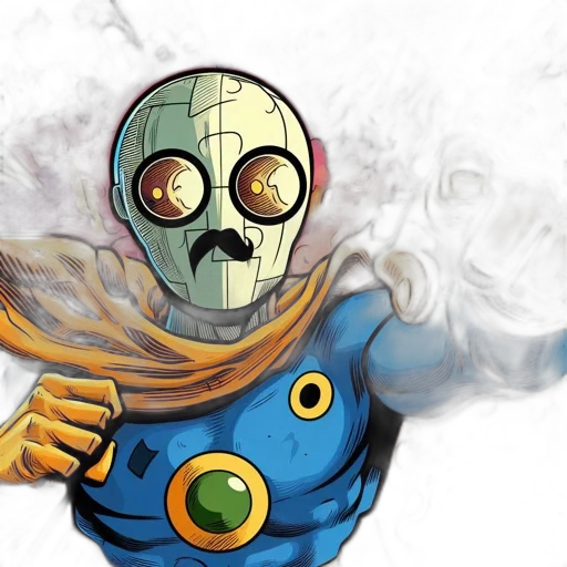 mask, robot, staff, comic book art transparent PNG cut-out
