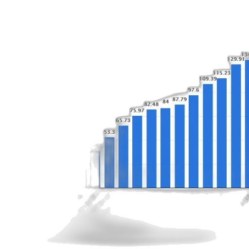 blue, bar, graph, showing transparent PNG cut-out