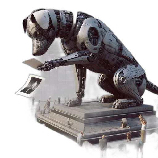 robot, weapon, concept art, 3d render transparent PNG cut-out