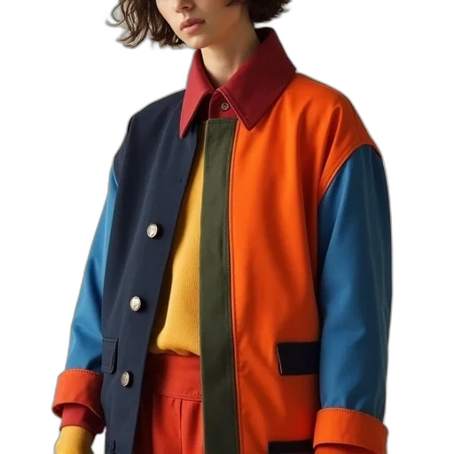 jacket, staff, cyberpunk, vaporwave transparent PNG cut-out