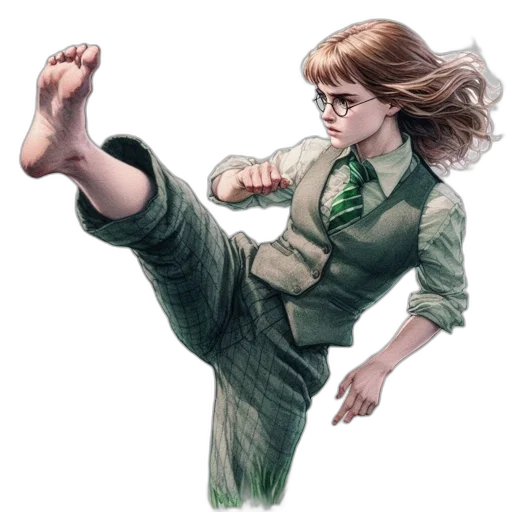 shoes, staff, weapon, hair transparent PNG cut-out