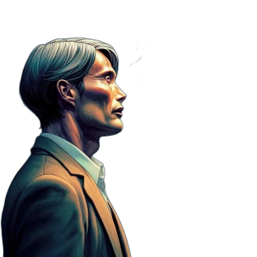 face, jacket, comic book art, concept art transparent PNG cut-out