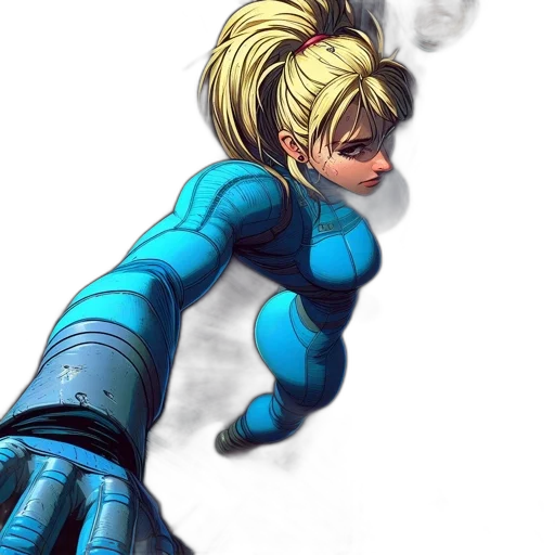 robot, hair, face, weapon transparent PNG cut-out