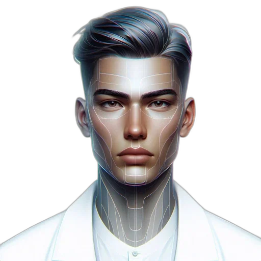 face, robot, jacket, hair transparent PNG cut-out