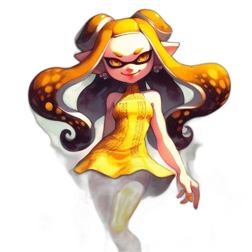 dress, hair, staff, concept art transparent PNG cut-out