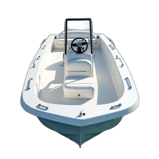 3d render, white, boat, water transparent PNG cut-out
