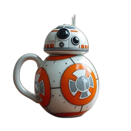 robot, 3d render, concept art, coffee transparent PNG cut-out