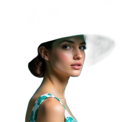 hat, dress, jewelry, face transparent PNG cut-out