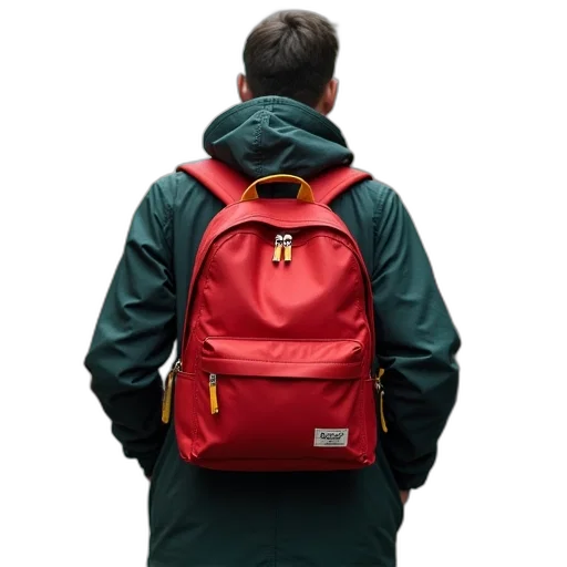 jacket, staff, 3d render, red transparent PNG cut-out