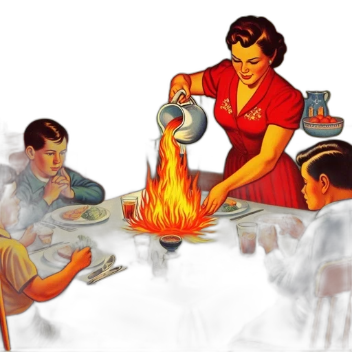 food, concept art, fire, unusual transparent PNG cut-out