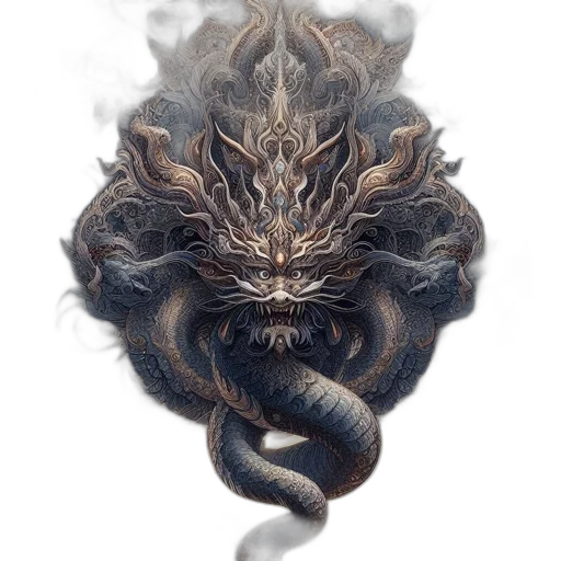 dragon, creature, mask, hair transparent PNG cut-out