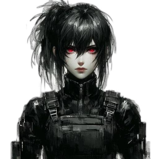 robot, face, jacket, weapon transparent PNG cut-out