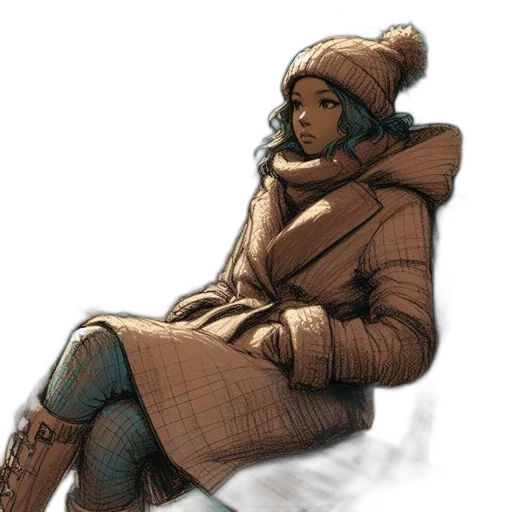 jacket, hat, staff, concept art transparent PNG cut-out