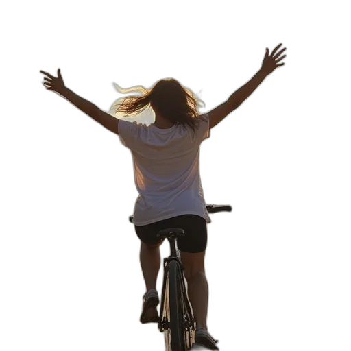 woman, riding, bicycle, word transparent PNG cut-out