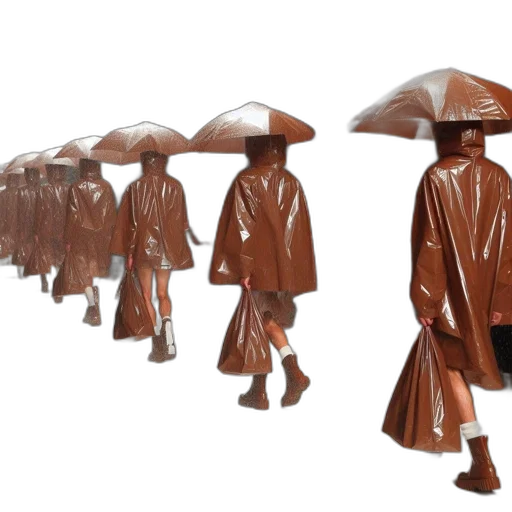 umbrella, jacket, staff, hat transparent PNG cut-out