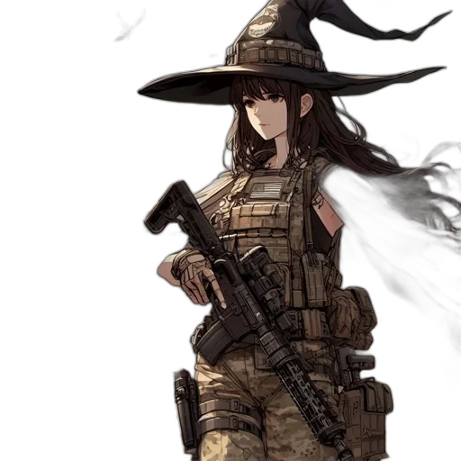 weapon, hat, staff, dress transparent PNG cut-out