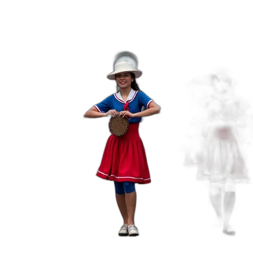 dress, hat, staff, umbrella transparent PNG cut-out