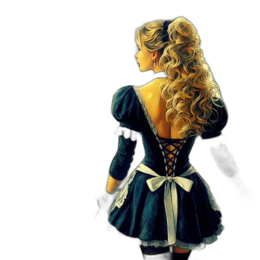 dress, mask, oil painting, fantasy art transparent PNG cut-out