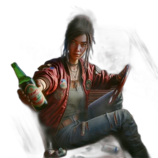 jacket, bottle, weapon, cyberpunk transparent PNG cut-out
