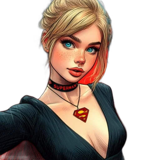 dress, face, comic book art, concept art transparent PNG cut-out