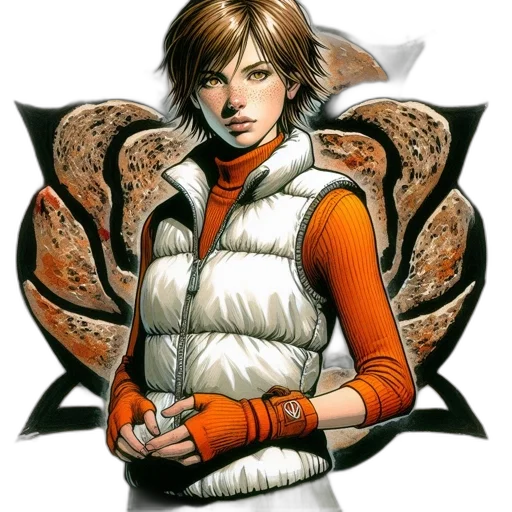 jacket, jewelry, face, comic book art transparent PNG cut-out