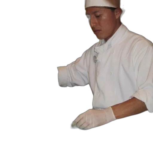 staff, food, hat, jacket transparent PNG cut-out