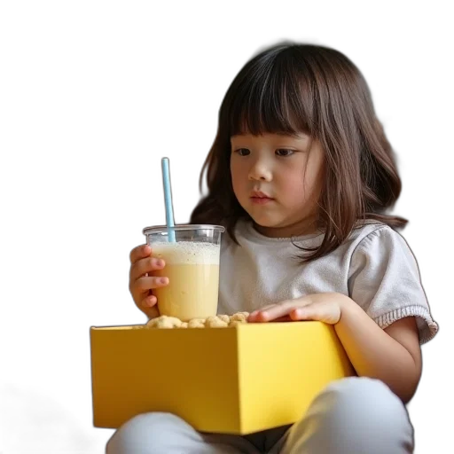 food, photorealistic, child, girl transparent PNG cut-out