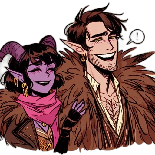 concept art, comic book art, dark, two transparent PNG cut-out