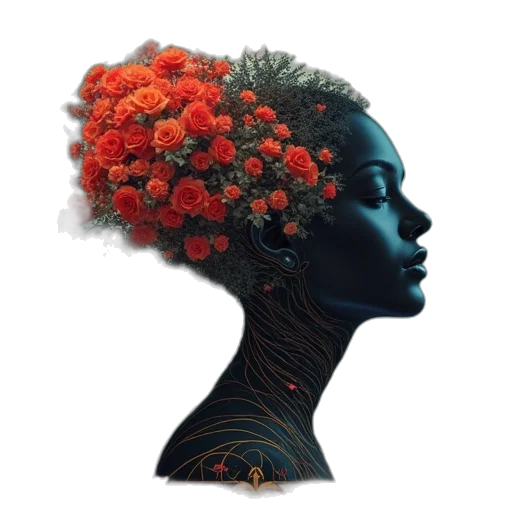 crown, face, flower, hair transparent PNG cut-out