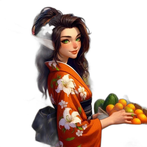 staff, dress, food, oil painting transparent PNG cut-out