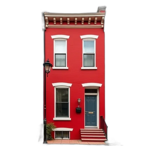building, 3d render, city street, red transparent PNG cut-out