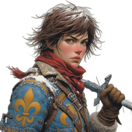 face, jacket, staff, sword transparent PNG cut-out