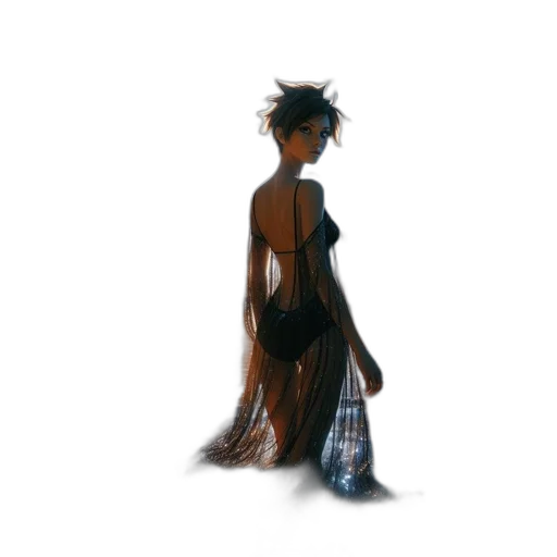 dress, hair, staff, crown transparent PNG cut-out