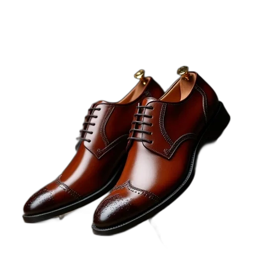 shoes, photorealistic, 3d render, brown transparent PNG cut-out