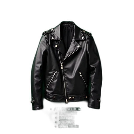 jacket, 3d render, black, leather transparent PNG cut-out