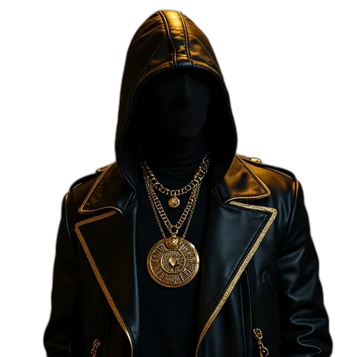 jacket, jewelry, mask, staff transparent PNG cut-out