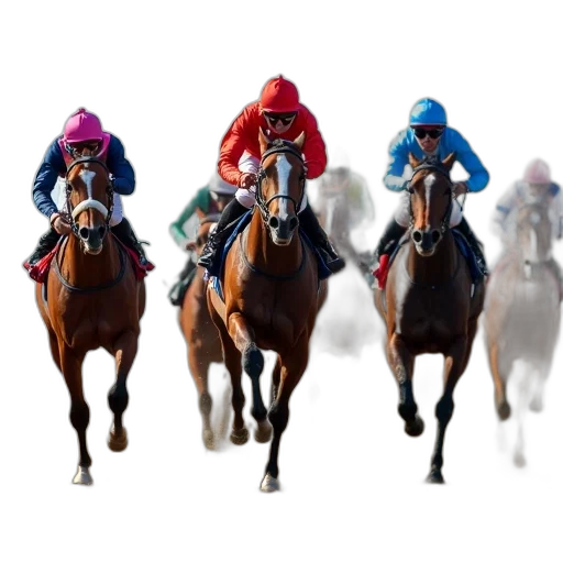 group, jockeys, wearing, colorful transparent PNG cut-out