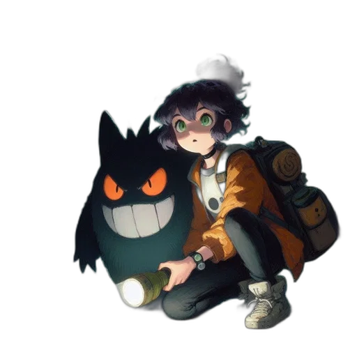 mask, creature, staff, jacket transparent PNG cut-out