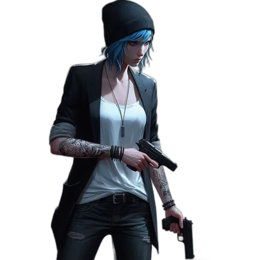 jacket, weapon, staff, hat transparent PNG cut-out