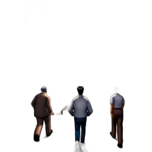 staff, umbrella, jacket, robot transparent PNG cut-out
