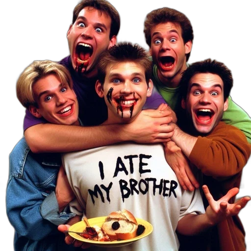 food, five, young, men transparent PNG cut-out
