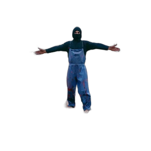 jacket, mask, creature, staff transparent PNG cut-out