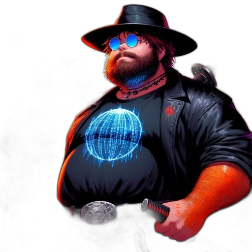 jacket, hat, staff, robot transparent PNG cut-out