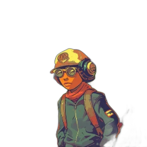 jacket, staff, hat, face transparent PNG cut-out