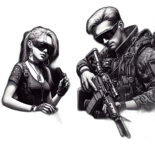 cyberpunk, concept art, comic book art, pixel art transparent PNG cut-out