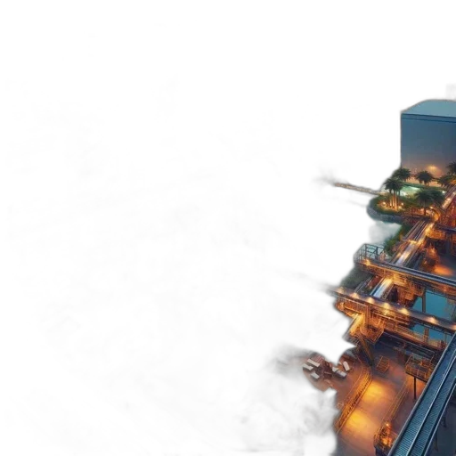 building, concept art, 3d render, cyberpunk transparent PNG cut-out