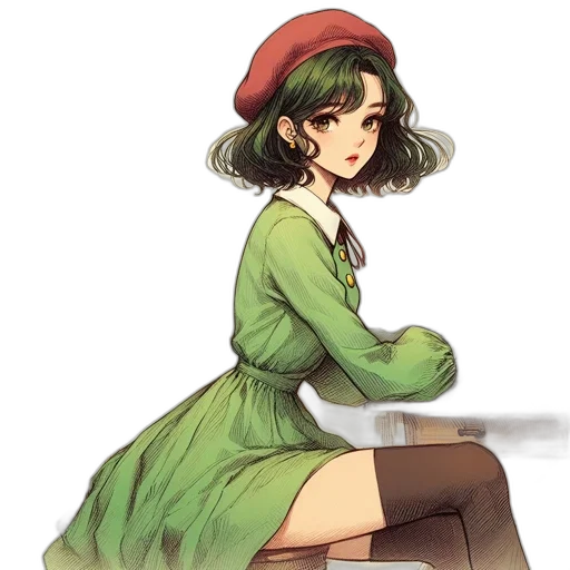 dress, hat, staff, crown transparent PNG cut-out
