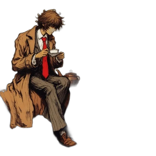 jacket, staff, concept art, comic book art transparent PNG cut-out