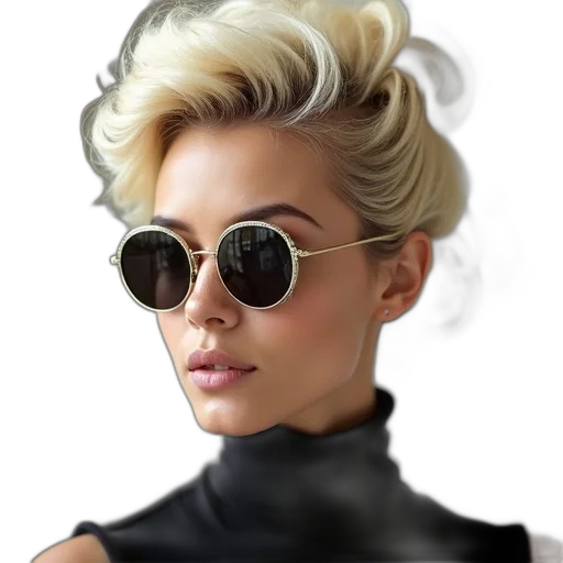 hair, face, jacket, photorealistic transparent PNG cut-out